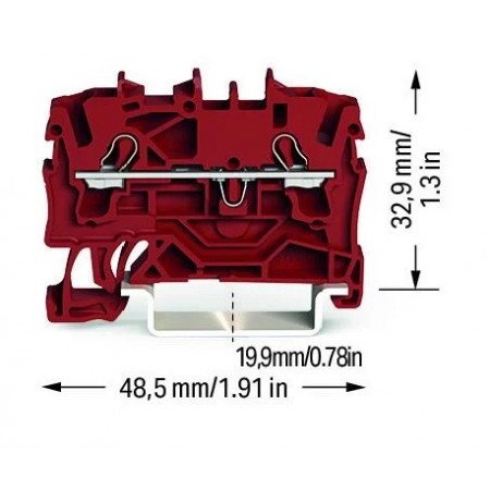 2-przewodowa złączka przelotowa do zastosowań Ex e II 2,5 mm² czerwona