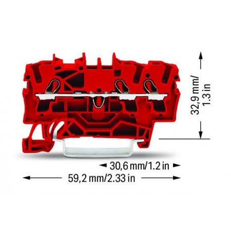 3-przewodowa złączka przelotowa do zastosowań Ex e II 2,5 mm² czerwona