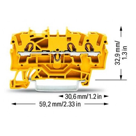 3-przewodowa złączka przelotowa do zastosowań Ex e II 2,5 mm² żółta