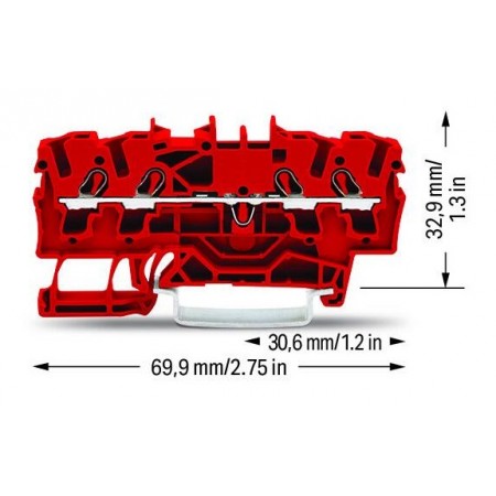 4-przewodowa złączka przelotowa do zastosowań Ex e II 2,5 mm² czerwona