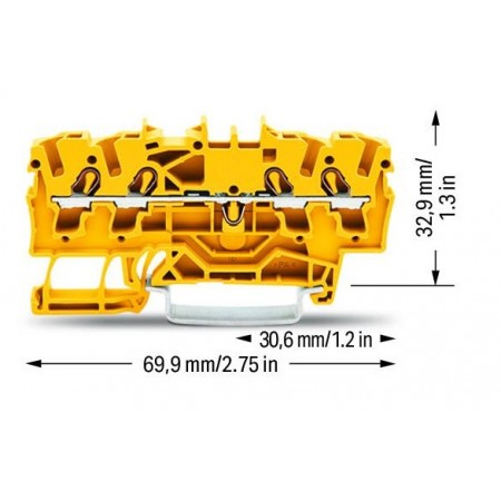 4-przewodowa złączka przelotowa do zastosowań Ex e II 2,5 mm² żółta
